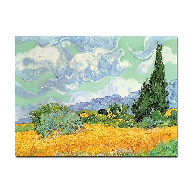Trademark Global Vincent Van Gogh "Wheatfield with Cypresses 1889" Canvas Art, 24" x 32" image 1
