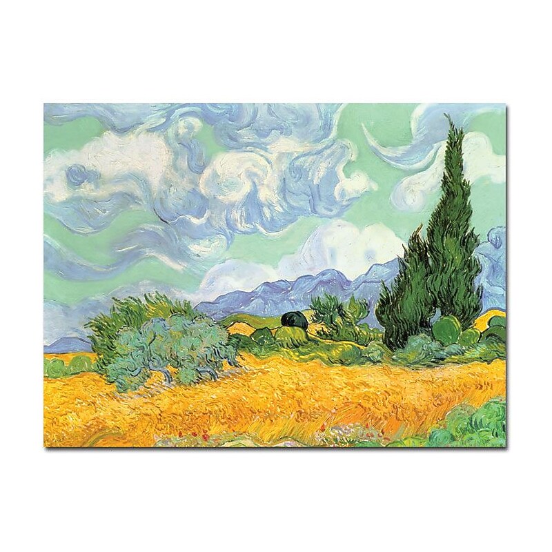 Trademark Global Vincent Van Gogh "Wheatfield with Cypresses 1889" Canvas Art, 35" x 47" image 1