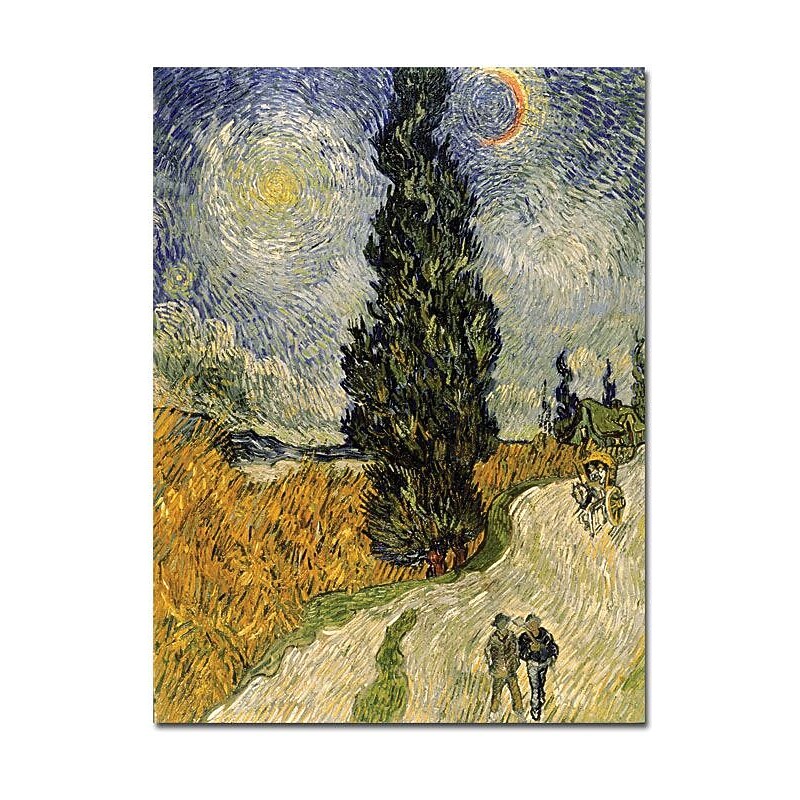 Trademark Global Vincent Van Gogh "Road with Cypresses 1890" Canvas Art, 24" x 32" image 1