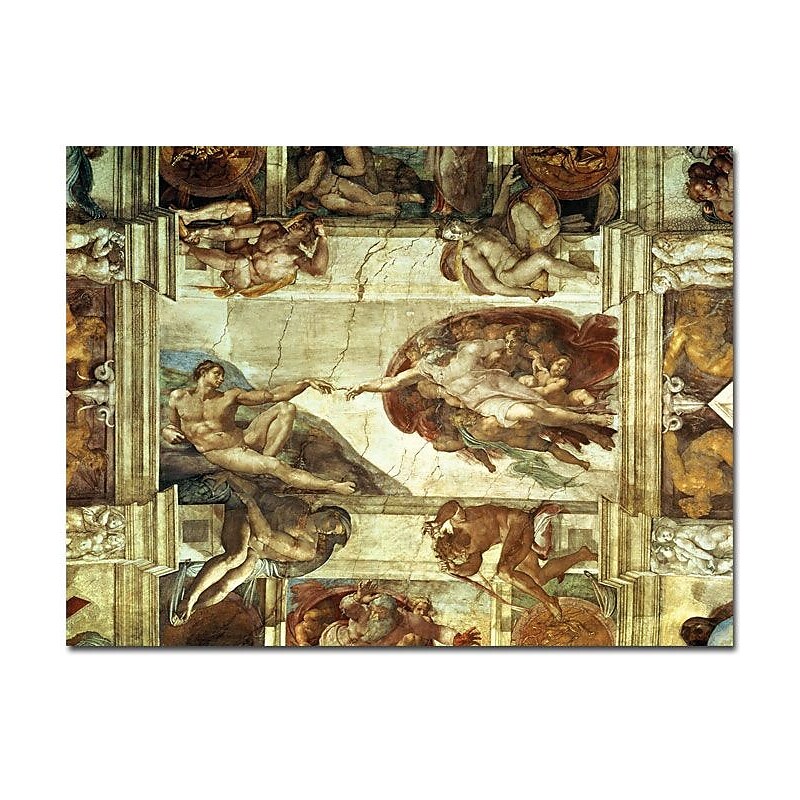 Trademark Global Michelangelo "The Creation of Adam" Canvas Art, Vintage, 35" x 47" image 1