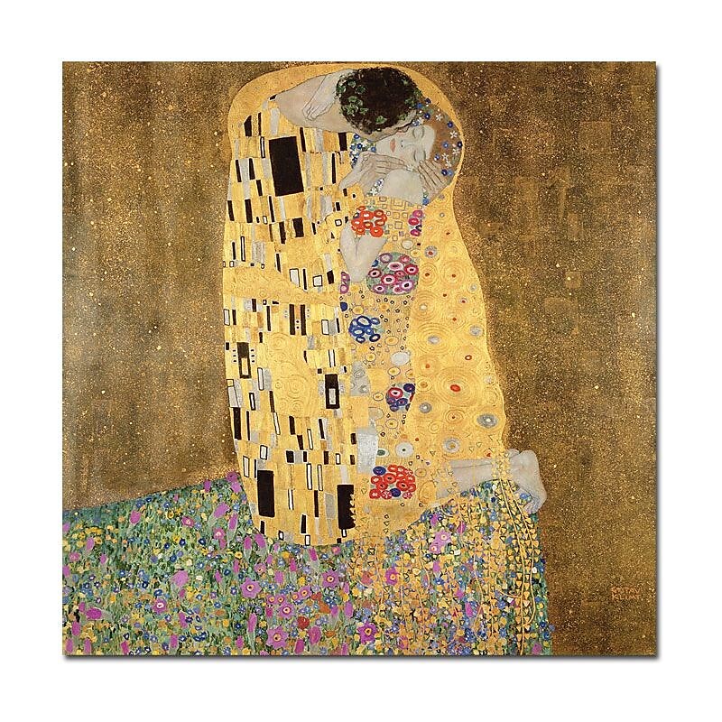 Trademark Global Gustav Klimt "The Kiss 1907 8" Canvas Art, 35" x 35" image 1