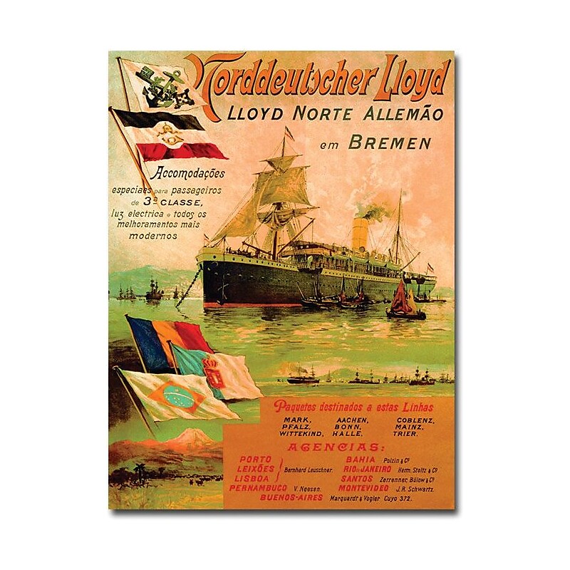 Trademark Global "North German Lloyd Line, 1898" Canvas Art, 47" x 35" image 1
