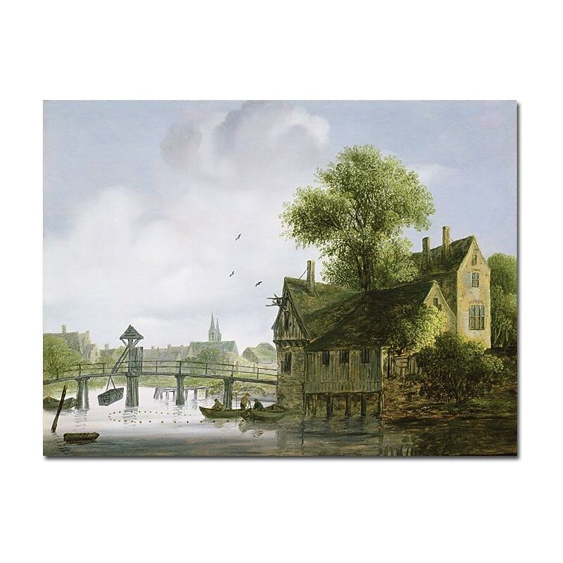 Trademark Global Joseph Faruquharson "Town with A Bridge" Canvas Art, 18" x 24" image 1