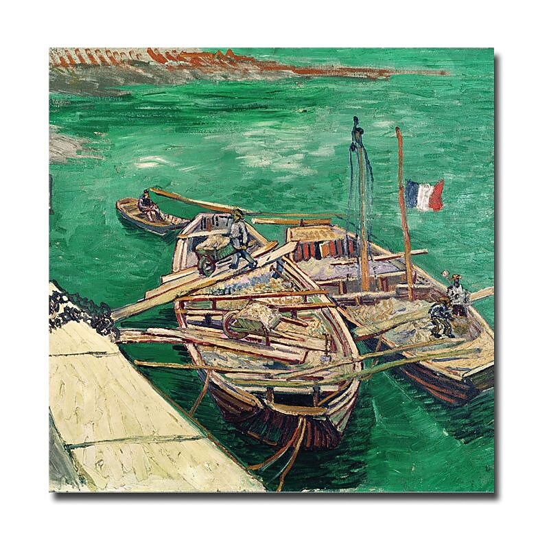 Trademark Global Vincent Van Gogh "Landing Stage with Boats 1888" Canvas Art, 35" x 35" image 1
