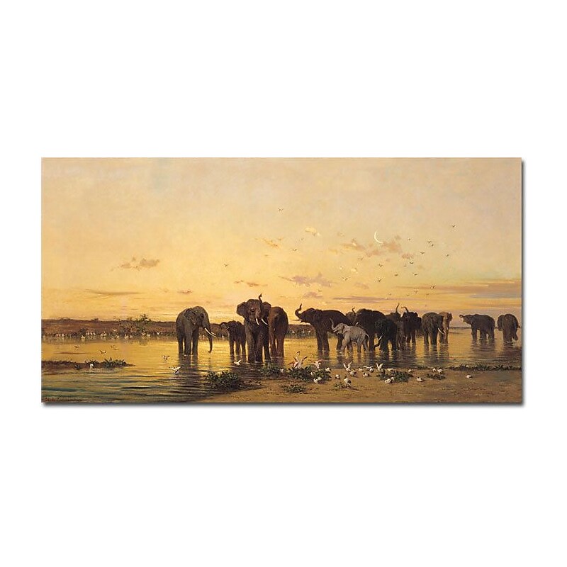 Trademark Global Charles Emile de Tournemine "African Elephants" Canvas Art, 24" x 47" image 1