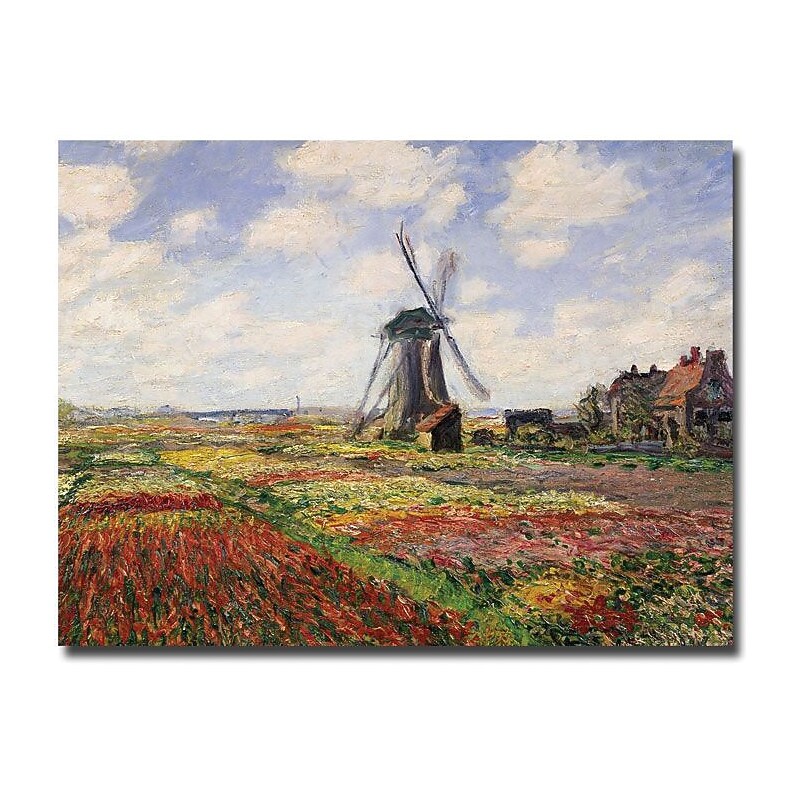 Trademark Global Claude Monet "Tulip Fields with Rijnsburg Windmill, 1886" Canvas Art, 18" x 24" image 1
