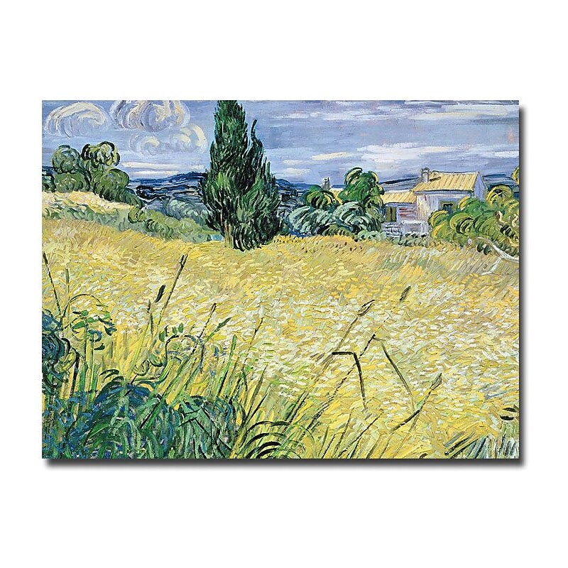 Trademark Global Vincent Van Gogh "Landscape with Green Corn, 1889" Canvas Art, 26" x 32" image 1