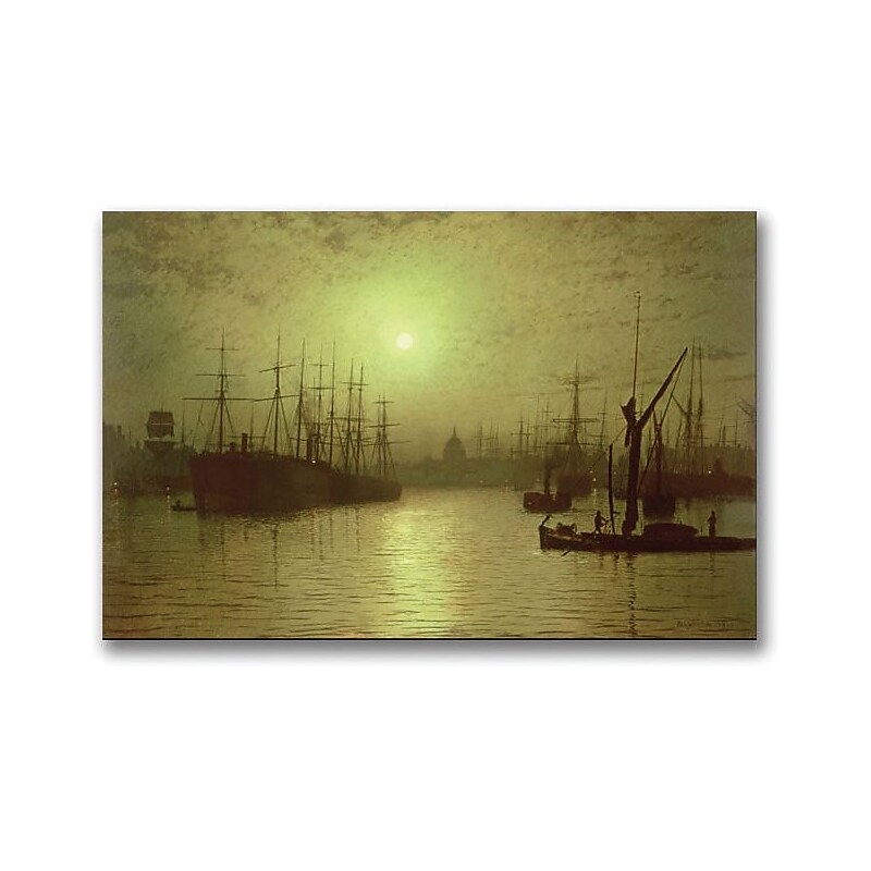 Trademark Global John Atkinson Grimshaw "Nightfall Down the Thames, 1880" Canvas Art, 16" x 24" image 1
