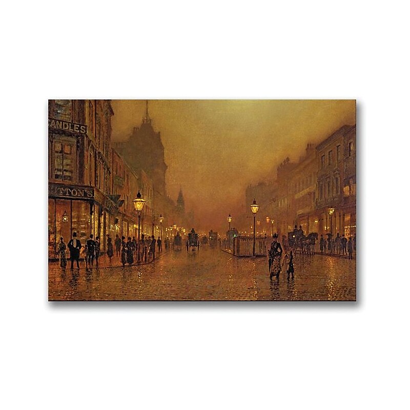 Trademark Global John Atkinson Grimshaw "A Street at Night" Canvas Art, 16" x 24" image 1