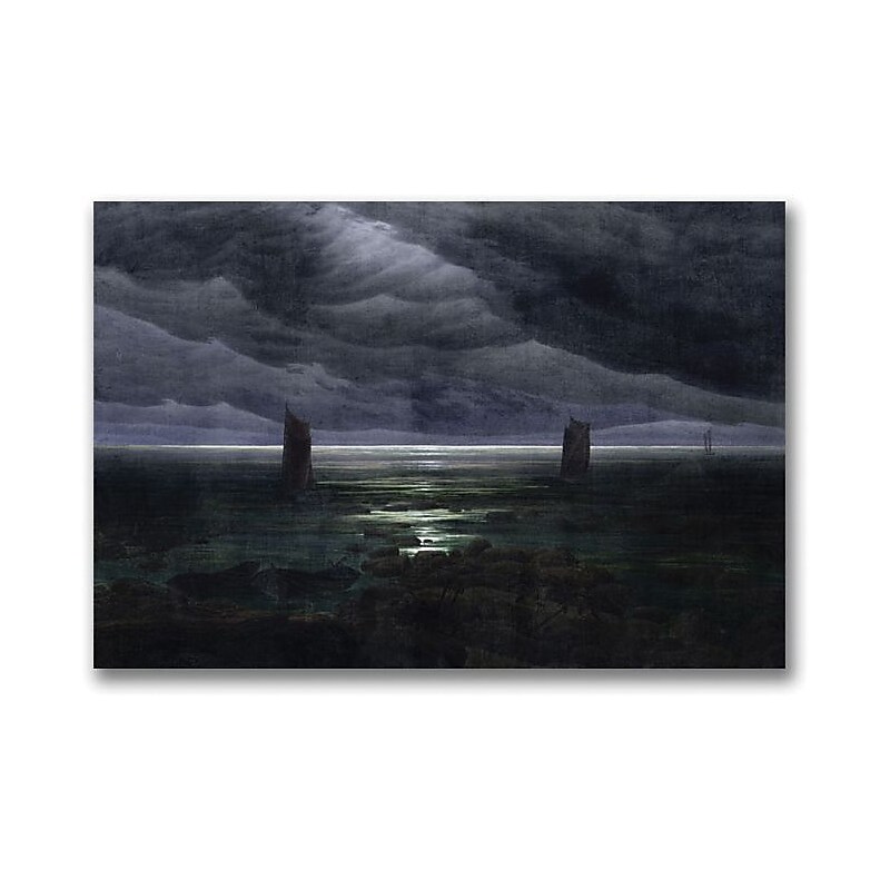 Trademark Global Caspar David Friedrich "Sea Shore in Moonlight" Canvas Art, 24" x 32" image 1
