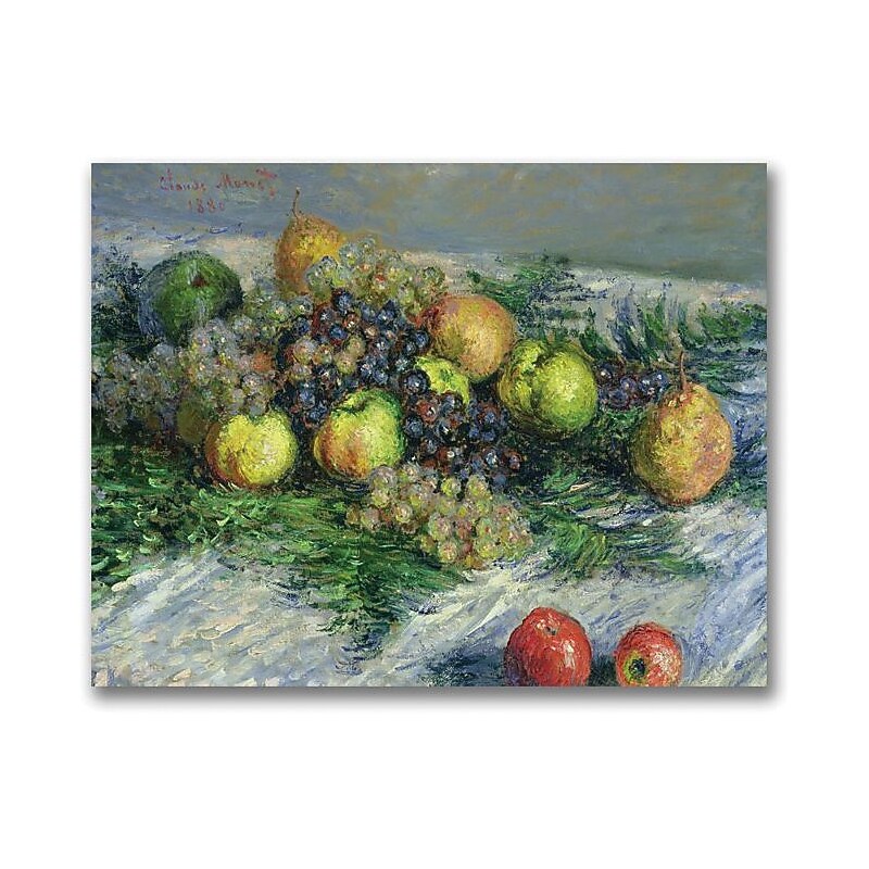 Trademark Global Claude Monet "Still Life with Pears and Grapes" Canvas Art, 18" x 24" image 1