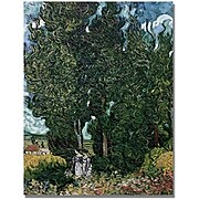 Trademark Global Vincent Van Gogh "The Cypresses" Canvas Art, 24" x 18"