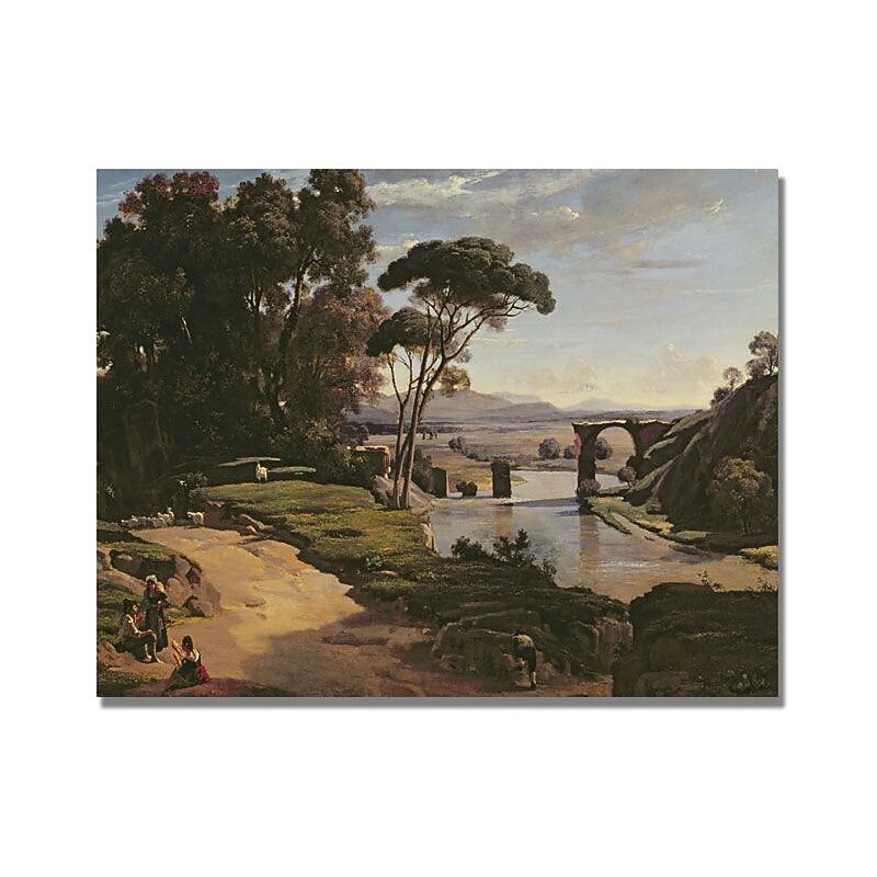 Trademark Global Jean Baptiste Corot "The Bridge at Narni" Canvas Art, 18" x 24" image 1