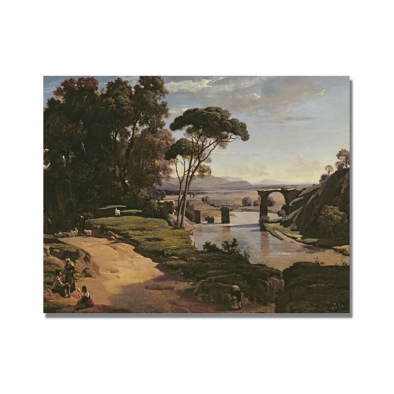 Trademark Global Jean Baptiste Corot "The Bridge at Narni" Canvas Art, 35" x 47" image 1