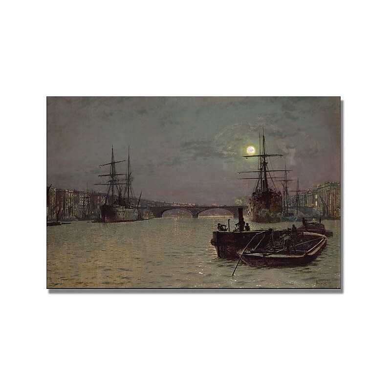 Trademark Global John Atkinson Grimshaw "London Bridge, Half Tide" Canvas Art, 16" x 24" image 1
