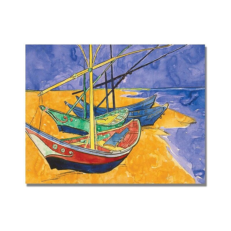 Trademark Global Vincent Van Gogh "Fishing Boats on the Beach" Canvas Art, 24" x 32" image 1