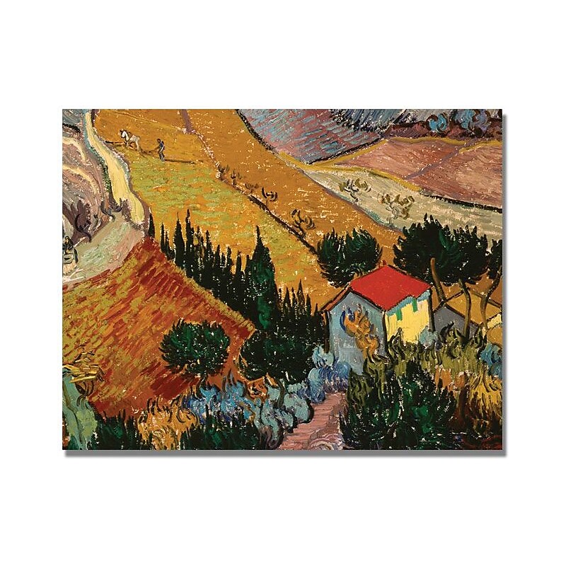 Trademark Global Vincent Van Gogh "Landscape with House" Canvas Art, 24" x 32" image 1