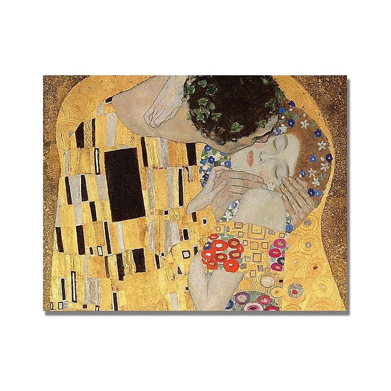 Trademark Global Gustav Klimt "The Kiss" Canvas Art, 35" x 47" image 1