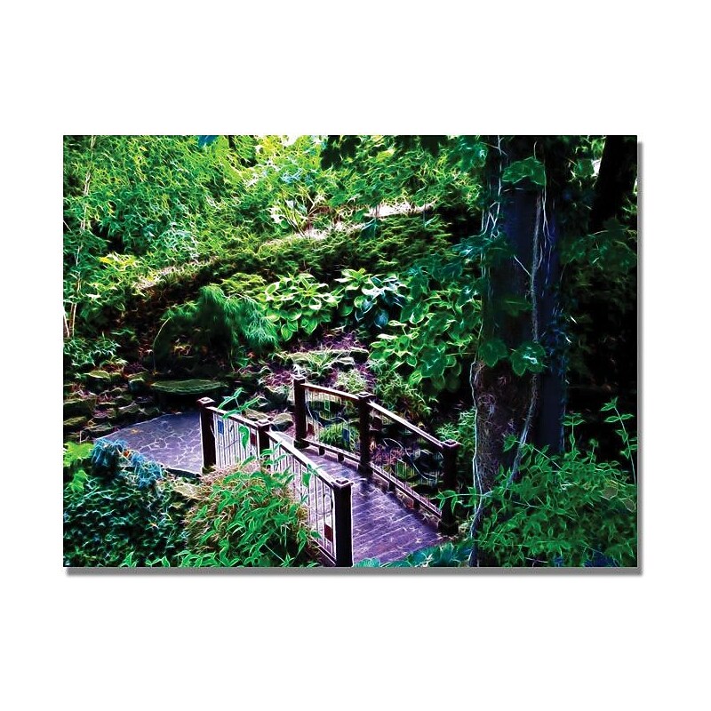 Trademark Global Kathie McCurdy "Bridge in the Garden of Light" Canvas Art, 18" x 24" image 1