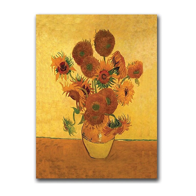 Trademark Global Vincent Van Gogh "Vase with Sunflowers" Canvas Art, 19" x 14" image 1