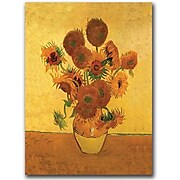 Trademark Global Vincent Van Gogh "Vase with Sunflowers" Canvas Art, 19" x 14"