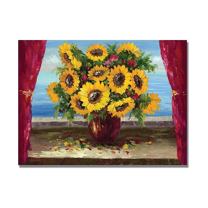 Trademark Global Antonio "Sunflowers by the Window" Canvas Art, 35" x 47" image 1