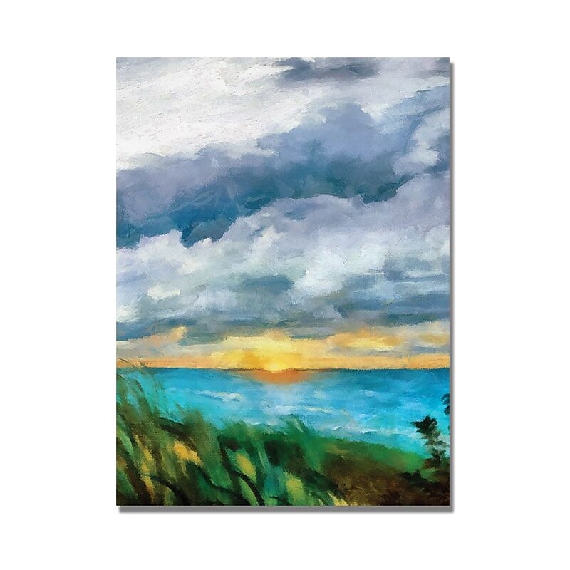 Trademark Global Michelle Calkins "Sunset over the Lake II" Canvas Art, 47" x 30" image 1