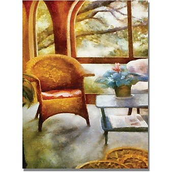 Trademark Global Michelle Calkins "Wicker Chair and Cyclmen" Canvas Art, 24" x 18"