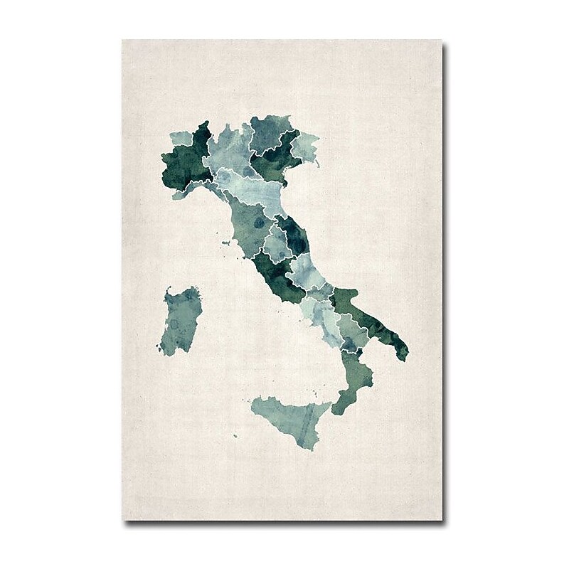 Trademark Global Michael Tompsett "Italy Watercolor Map" Canvas Art, 47" x 30" image 1