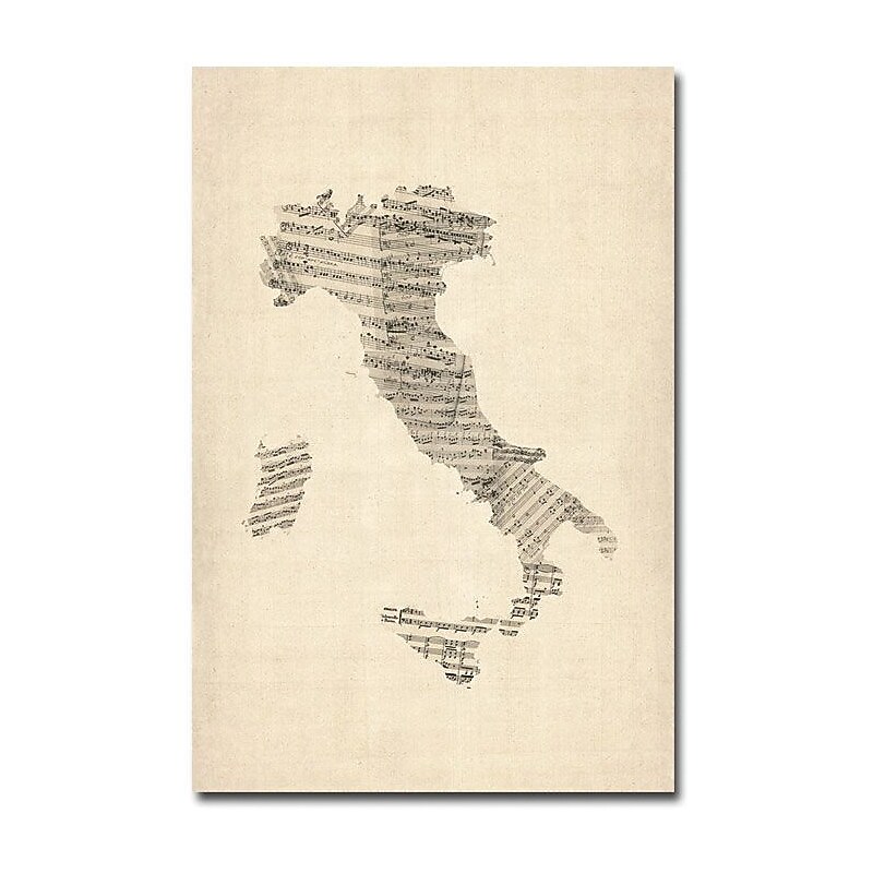 Trademark Global Michael Tompsett "Italy Old Sheet Music Map" Canvas Art, 47" x 30" image 1