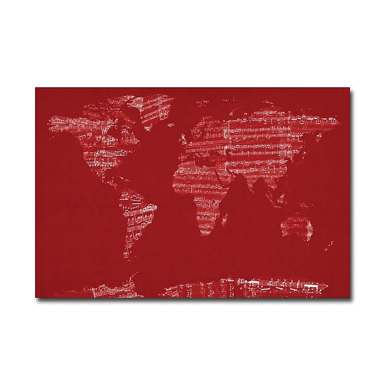 Trademark Global Michael Tompsett "Sheet Music World Map" Canvas Art, 30" x 47" image 1
