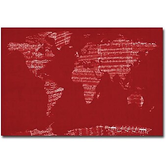 Trademark Global Michael Tompsett "Sheet Music World Map" Canvas Art, 30" x 47"