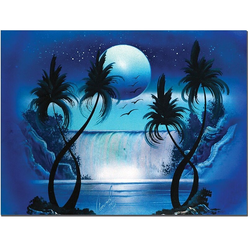 Trademark Global Conrad "Moon Over the Waterfall I" Canvas Art, 18" x 24" image 1
