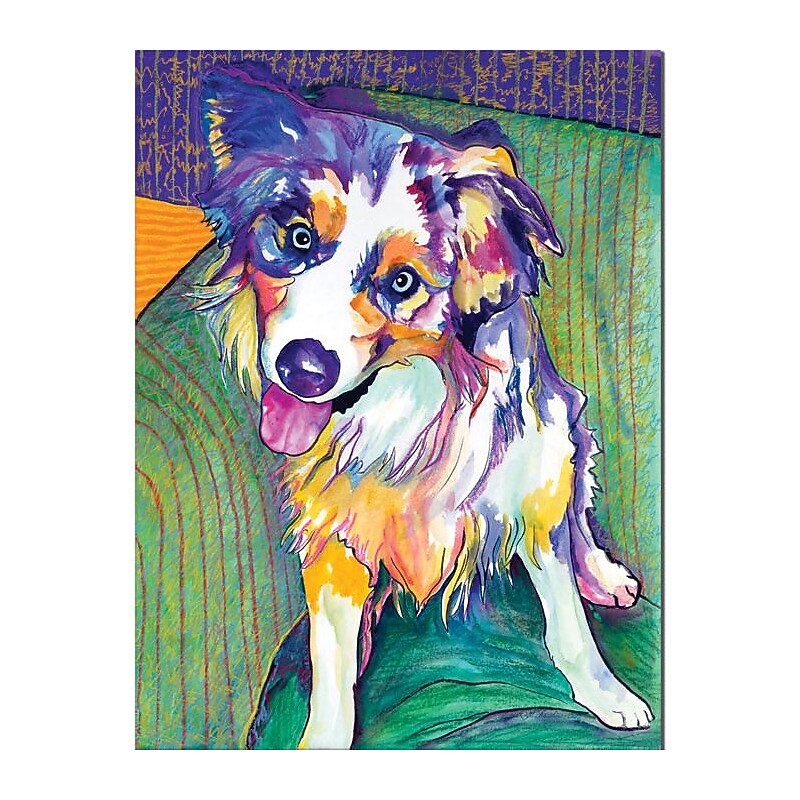 Trademark Global Pat Saunders White "Green Couch" Canvas Art, 47" x 35" image 1