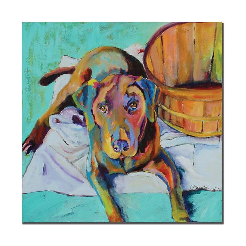 Trademark Global Pat Saunders White "Basket Retriever" Canvas Art, 35" x 35" image 1
