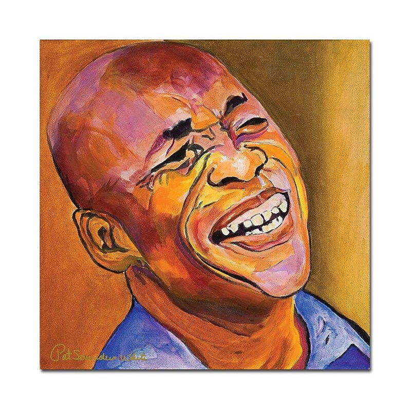 Trademark Global Pat Saunders White "Jazz Man" Canvas Art, 18" x 18" image 1