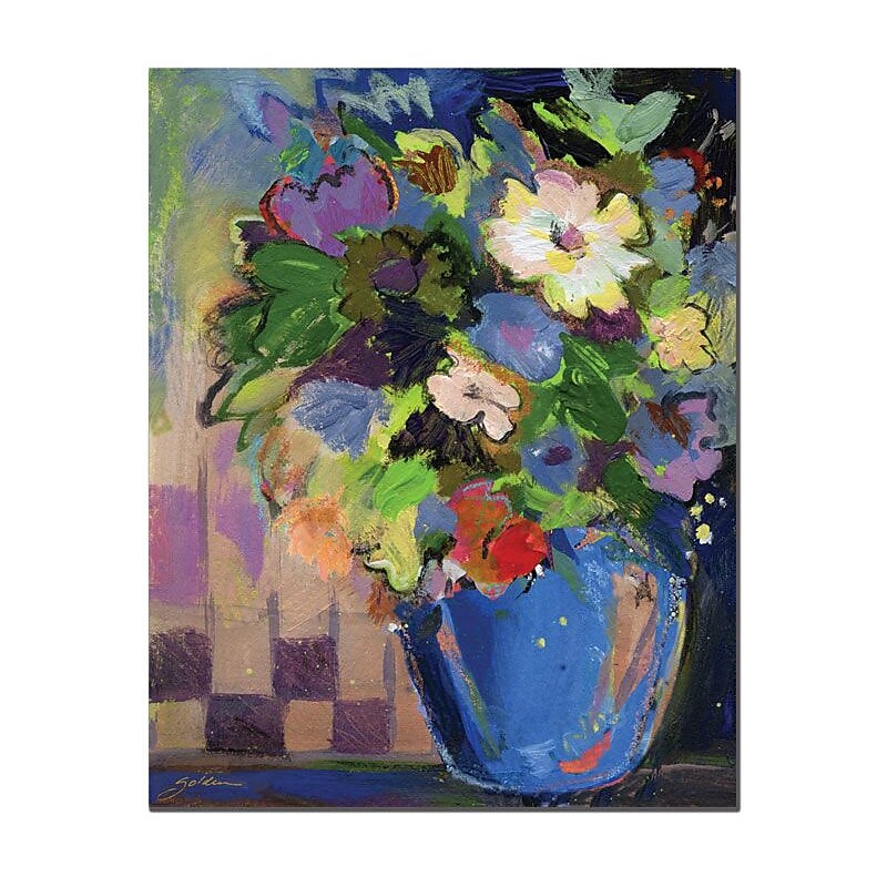 Trademark Global Sheila Golden "Cobalt Vase with Purple" Canvas Art, 32" x 26" image 1
