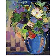 Trademark Global Sheila Golden "Cobalt Vase with Purple" Canvas Art, 32" x 26"