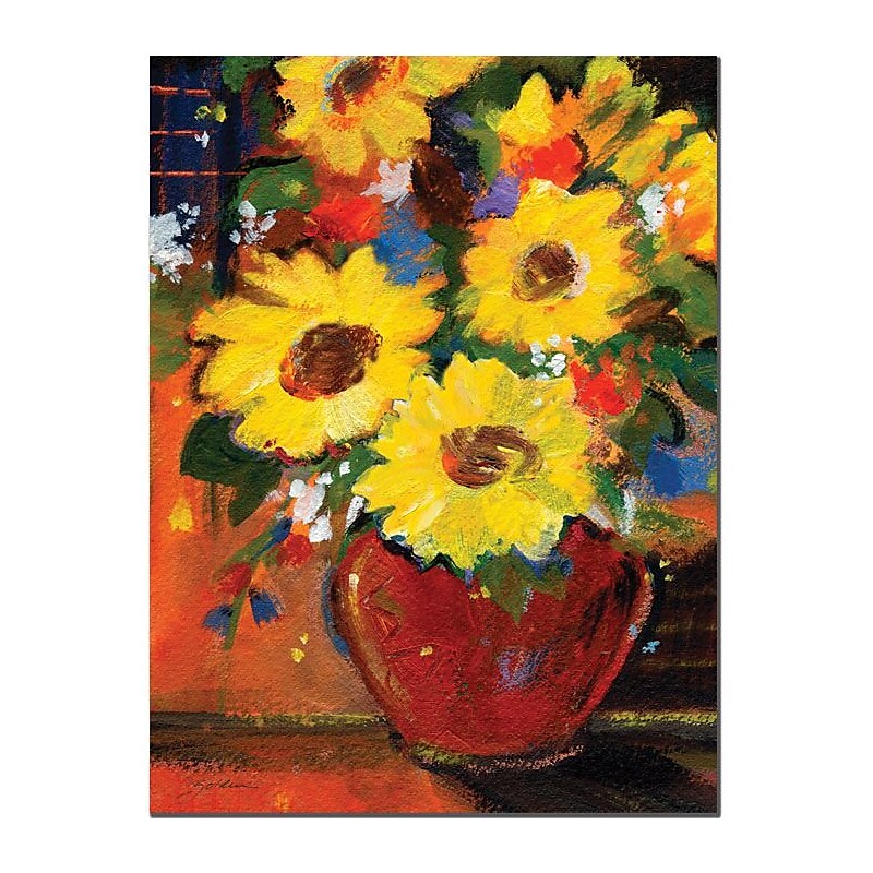 Trademark Global Sheila Golden "Sunflowers With Red Bowl" Canvas Art, 32" x 24" image 1
