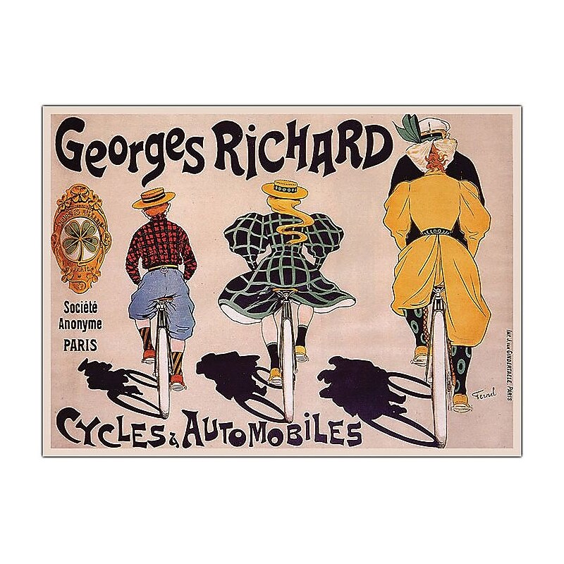 Trademark Global Georges Richard "Cycles & Automobiles" Canvas Art, 14" x 19" image 1