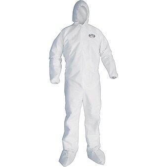 KleenGuard® A40 Hooded/Booted Zipper Front Coverall With Elastic Wrists/Ankles, Liquid/Particle Protection, White, 3XL, 25/Ct