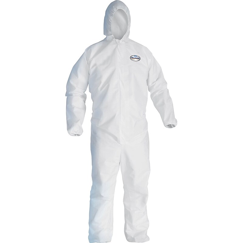 KleenGuard® A40 Hooded Zipper Front Coverall With Elastic Wrists/Ankles, Liquid/Particle Protection, White, 4XL, 25/Ct image 1