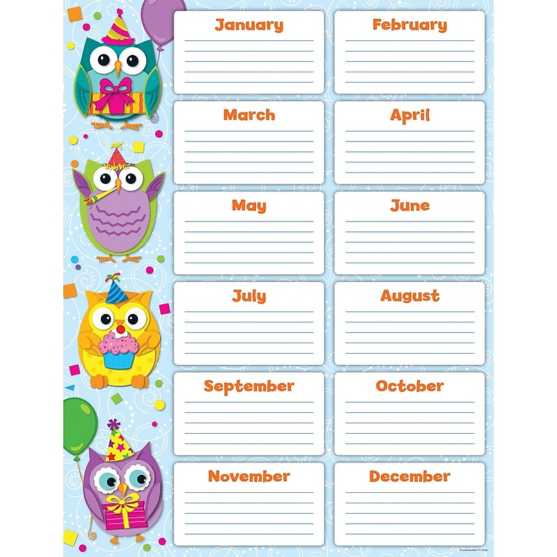 Carson-Dellosa Colorful Owls Birthday, Chart image 1