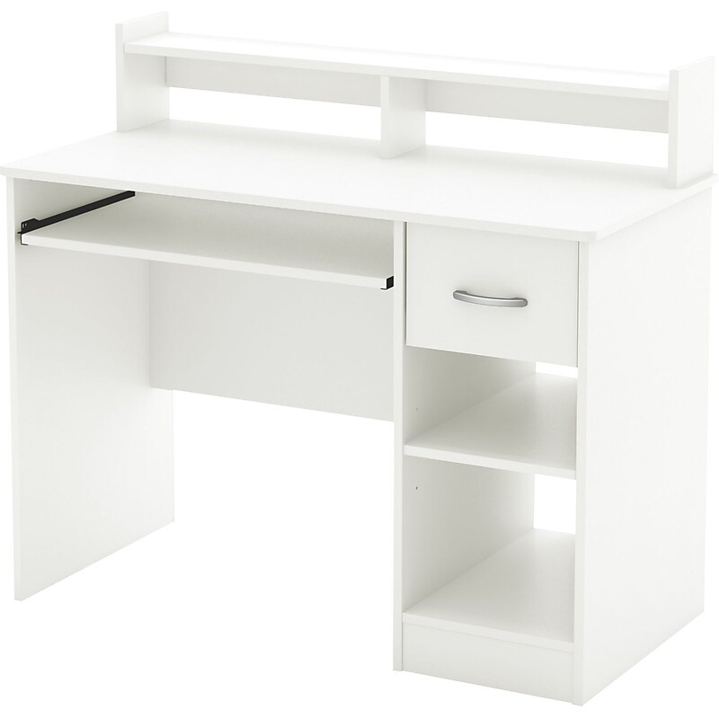 South Shore Axess 41"W Office Desk with Keyboard Tray and Drawer, Pure White (7250076C) image 1