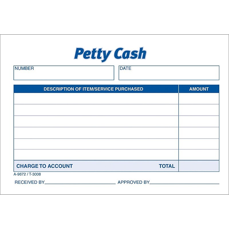 TOPS 1-Part Petty Cash, 5" x 3.5", 50 Sets/Book (3008) image 1