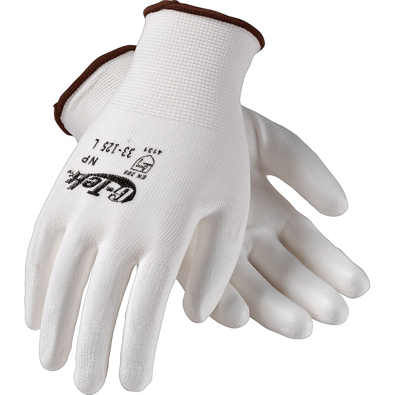 G-Tek 33-125 Polyurethane Coated Nylon Gloves, XL, 13 Gauge, White, 24 Gloves/Box, /Dozen (33-125/XL) image 1