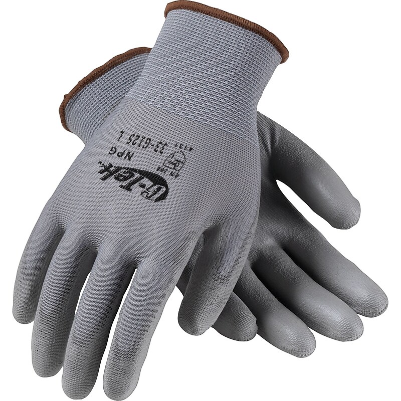 G-Tek 33-G125 Polyurethane Coated Nylon Gloves, XL, 13 Gauge, Gray, 12 Pairs (33-G125/XL) image 1
