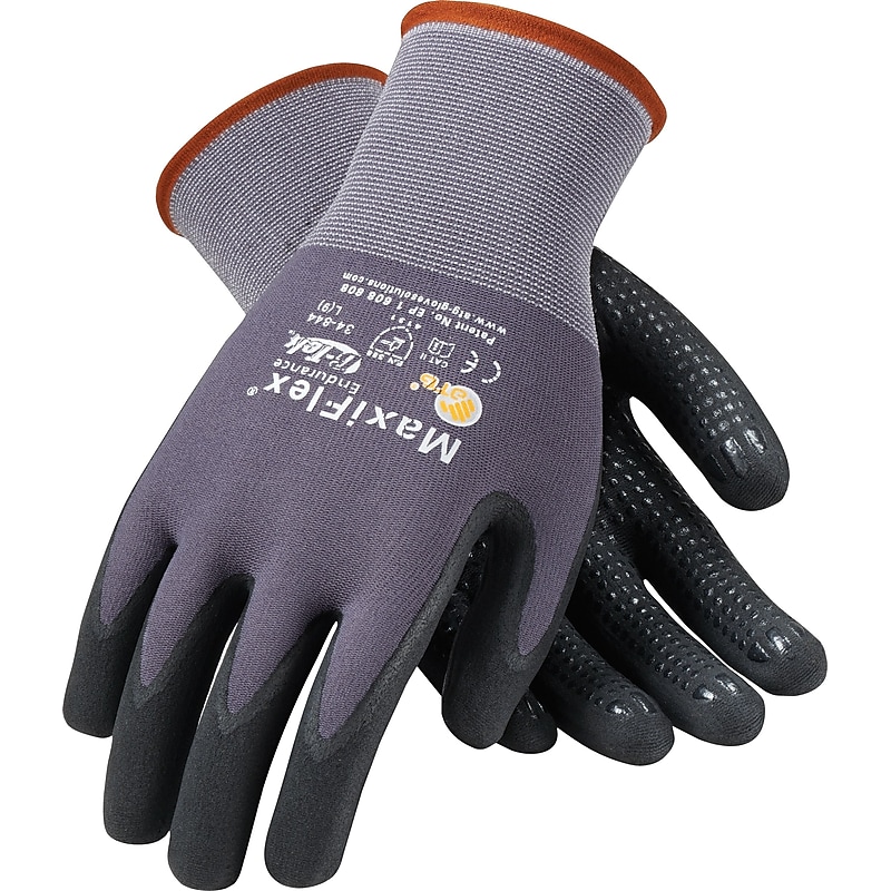 MaxiFlex Endurance Seamless Knit Nylon Glove, Nitrile Coated, Gray/Black, Medium, 12 Pairs (34-844/M) image 1