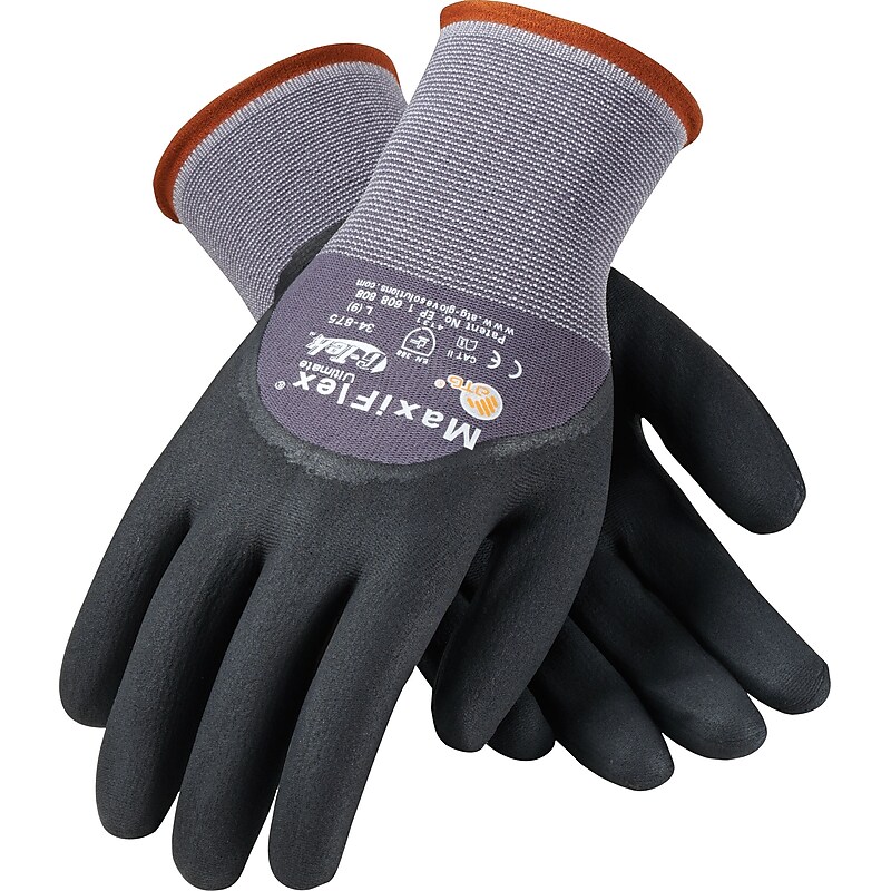 G-Tek Coated Work Gloves; MaxiFlex Ultimate Seamless Nylon Knit Liner, 3/4 Nitrile Coating, XL, 12Pr (34-875/XL) image 1