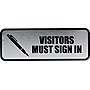 Brushed Metal Office Sign, Visitors Must Sign In, 9 x 3, Silver~#|#~s0658306_sc7